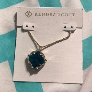 Kacey gold long pendant necklace in aqua apatite